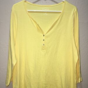 Croft &Barrow Yellow Long Sleeve Half Button Top Size  1X-NWT